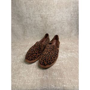 Toms Women's Leopard Print Suede Leather Wrap Alpargata Espadrille Brown Size 9
